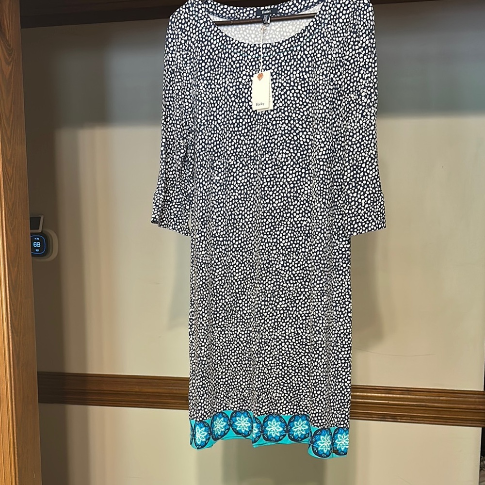 NWT! Hatley Elegant Navy and White Dress with Teal Accents